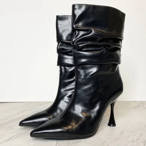 Slouchy Leather Heeled Boots